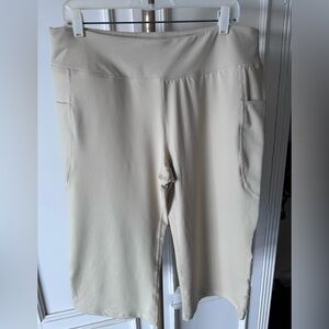 Women's Khaki Wide Leg Crop Leggings - CW40